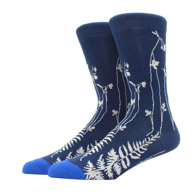 Roliga glada herrstrumpor med grafisk design, kammad bomull, omelett, groda, galen klocka, lax, majs, fågel, fisk, strumpa, julklapp