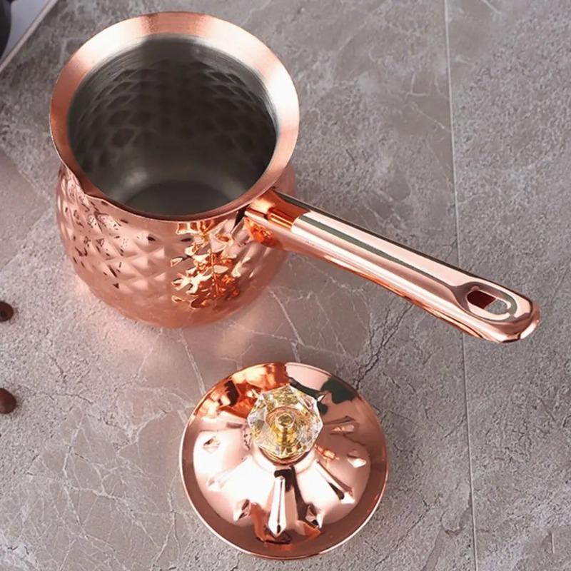 Versatile Handcrafted Turkish Coffee Pot Handle Stable Melting Jug Stainless Steel Lid Heating Pot Household