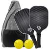 Pickleball Paddle Set With Fiberglass Construction Training Competition Includes 2 Paddles 4 Balls 1 Gray Carry Bag