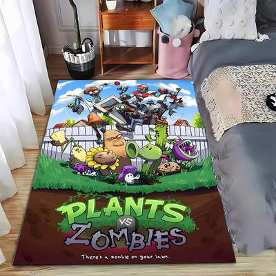Plants Vs Zombies Rug, Colorful Zombie Battle Design Suitable for Use As an Anti-slip Game Mat for Living Room and Bedroom Sofas