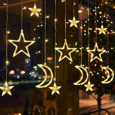 Solar LED Star Curtain String Lights for Outdoor and Indoor Decor