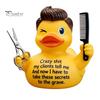 Resin Duck Statue Barber Figurine with Scissors and Comb, Yellow for Salon Decor, Handmade Hair Stylist Gift Creative Hairdresser Gift, Funny