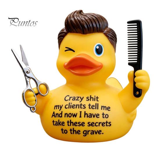Resin Duck Statue Barber Figurine with Scissors and Comb, Yellow for Salon Decor, Handmade Hair Stylist Gift Creative Hairdresser Gift, Funny