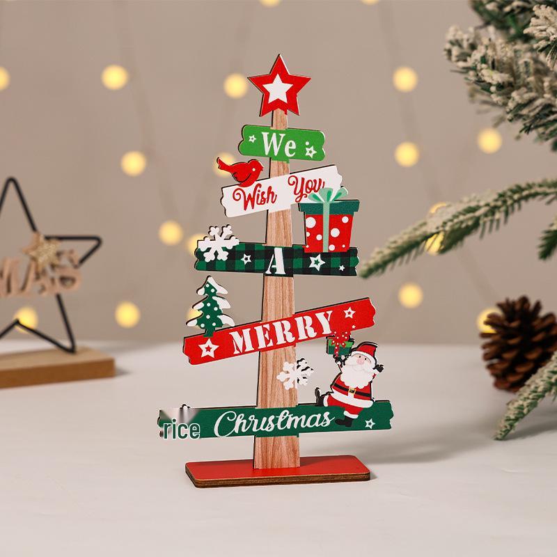 2026 Wooden Christmas Tree Ornament: English Letter Creative Decoration