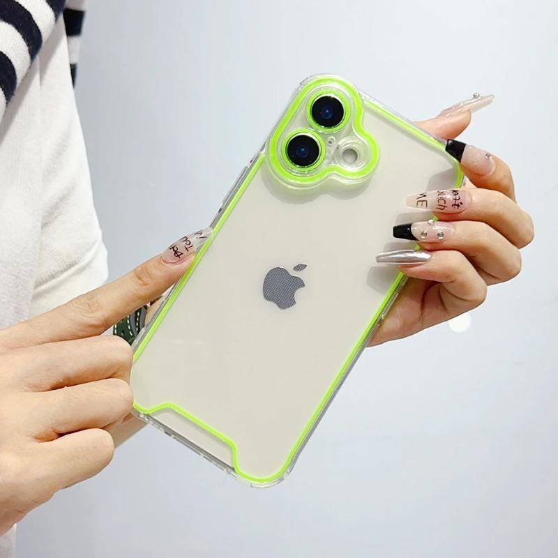 Luminous Neon Fluorescent Clear Phone Case For For Iphone 16 Pro Max 1 14 13 12 11 Plus Camera Protection Soft Shockproof Cover