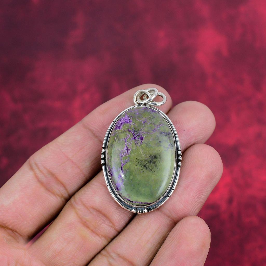 Joyería de purpurita, colgante de plata de ley 925 maciza, joyería de piedras preciosas hecha a mano, regalo para esposa, colgante nuevo.