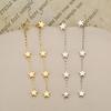 Fashion Glossy Five Pointed Star Long Tassel Earrings For Women Temperament Sweet Exaggerated Dangle Earrings Jewelry
