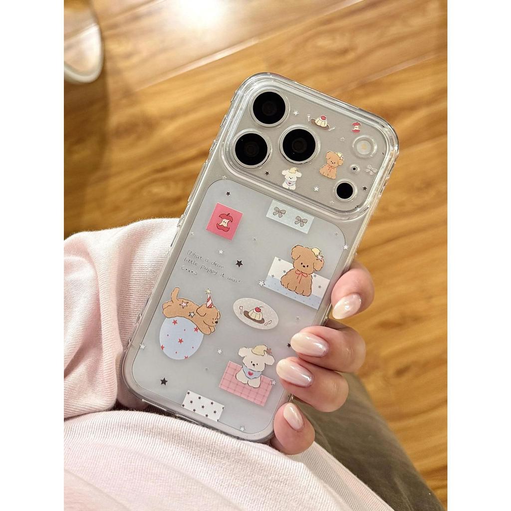 Star cake puppy for iPhone16/17Pro mobile phone case Apple 15 side love 14 transparent 13 soft