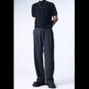 Men's Black Wide-Leg Micro-Flare High Street Slim-Fit Casual Pants