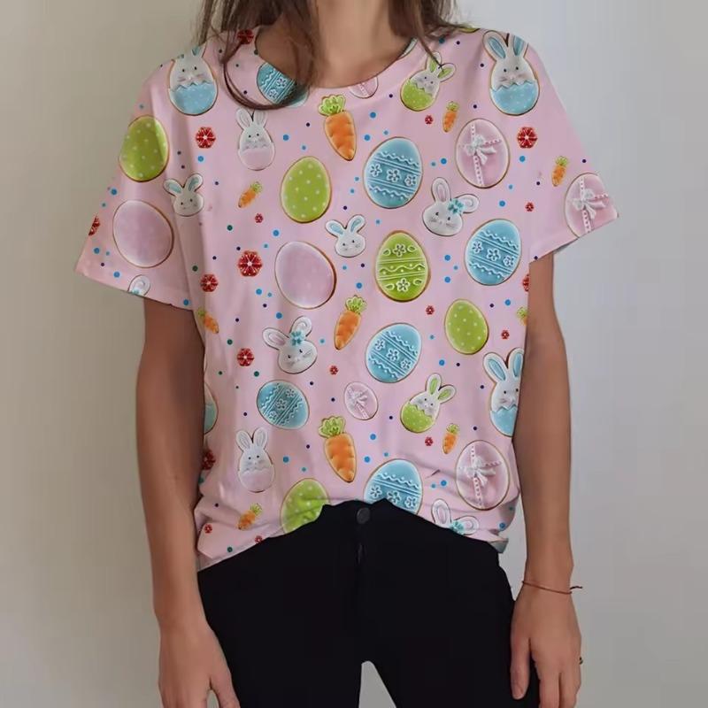 3D Printed Kawaii Skull Women's T-shirt with Fun Animal Patterns Summer Casual Round Neck Top Short Sleeved Loose T-shirt