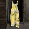 Tuta da donna stampata casual ampia vintage con spalline in cotone e lino