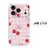 Sweet Gingham Cherry Pattern Art Graphic Design Cute Film Aesthetic Protective Shockproof Bumper Phone Case Cover For iPhone 14 15 16 Pro Max Plus