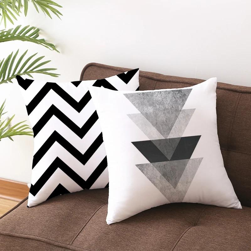 Black and White Geometric Decorative Pillowcases Living Room Office Home Pillowcases Car Ornaments