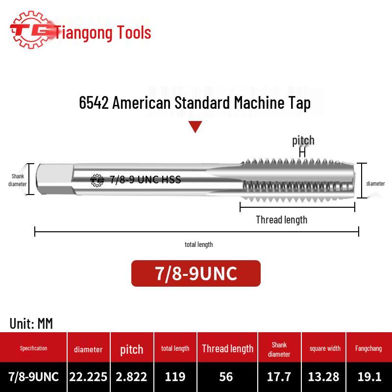 American Standard Stainless Steel Threading Taps 1/4-3/5/8 UNC/UNF