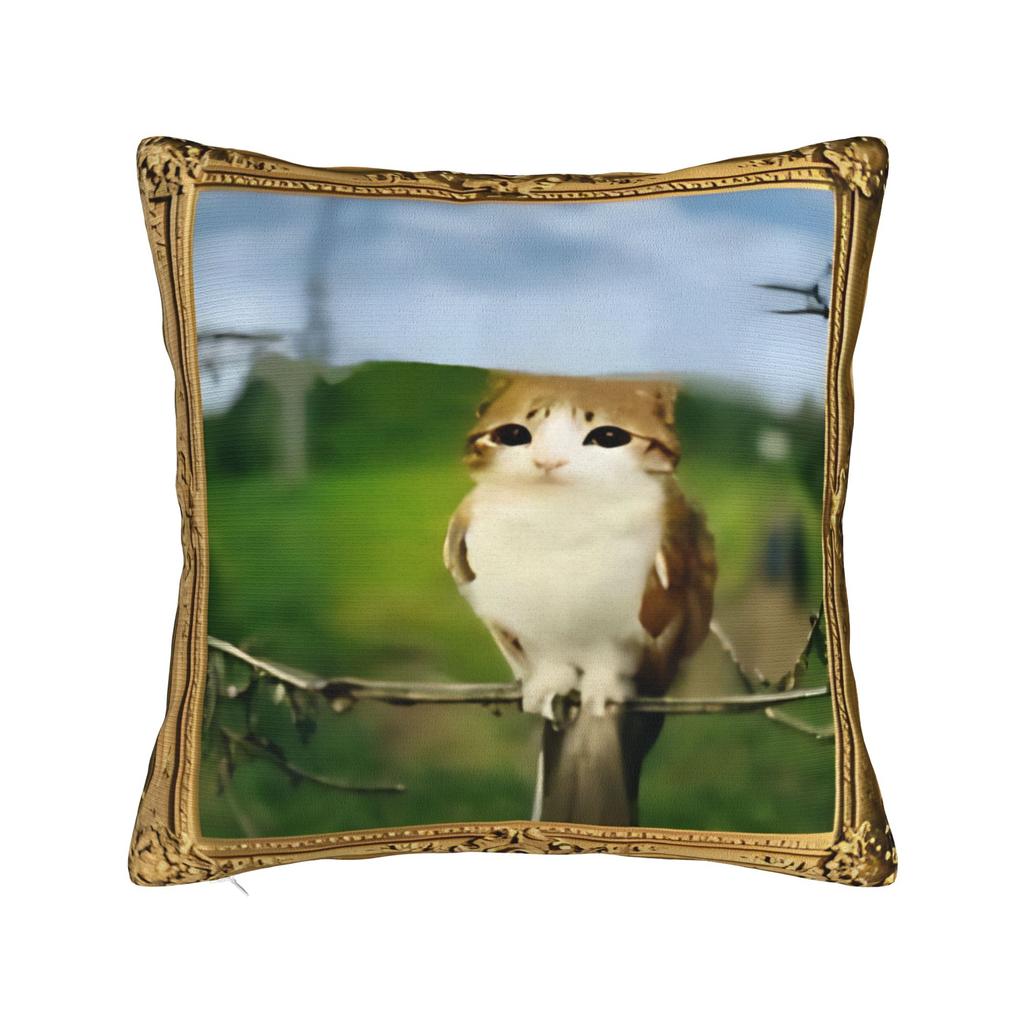 Surprised Meowl cat Owl Square Pillow Case Cushion Cover Fashion Zipper Decor Throw Pillow Case Cover for Living Room 40*40cm