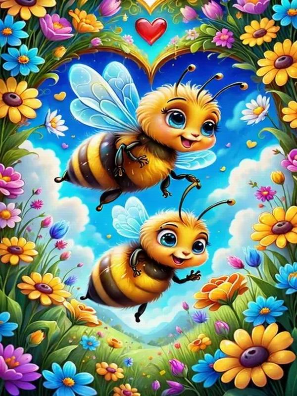 

Алмазная картина, новая коллекция 2024, пчелиный цветок, сделай сам, полная квадратная круглая дрель, стразы, вышивка, цветная цветочная мозаика, наборы для вышивки крестом Round drill 30x40cm