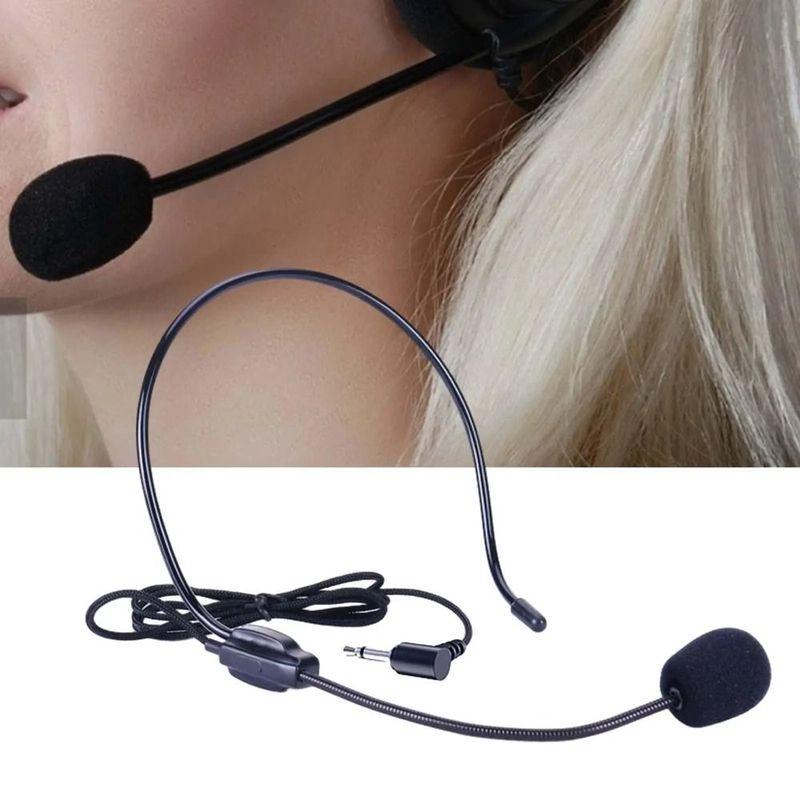 New Portable Wired Microphone Head-mounted 3.5mm Plug Headset Microphone Video Recording Flexible Speech Headset Mic