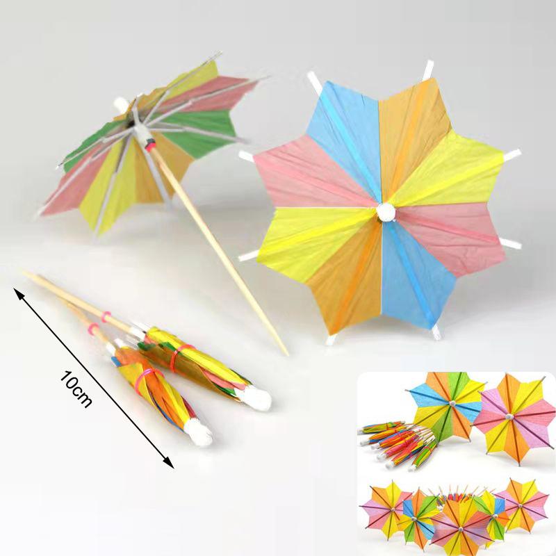 10 Pcs Tropical Palm Tree Paper Umbrella Cocktail Food Fruit Picks Cupcake Toppers Hawaiian Birthday Party Wedding Decorations