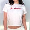 Girl Kisser Text Printed Crop Top S Pride LGBTQ WLW Pansexual Bisexual Baby Tee Yk Shirt Trendy Crop Top Coquette Baby Tee
