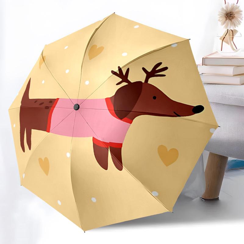 1pc Reindeer Dog Automatic Open/Close Umbrella - Compact Travel Umbrella with 8-Rib Durable Frame, Lightweight & Portable Design z77
