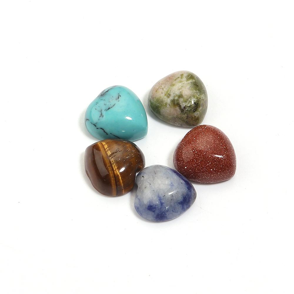 5pcs/lot 10mm 25mm Natural Stone Cabochon Agate Tiger Eye Opal Heart Shape Cabochon Beads For DIY Charms Ring Necklace Accessory