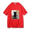 Big Foot Jinx T-shirt Black Cat Pattern Tshirt Funny   T Shirts  Cotton Tops Spring New Round Neck Tee Short Sleeve
