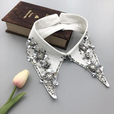 Weißes schwarzes Hemd mit falschem Kragen für Frauen, Spitze, hohl, abnehmbarer Kragen, Diamant-Revers, Hemd, Bluse, Top, Halskette, Kleidungszubehör
