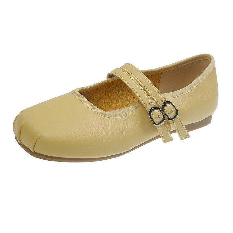 

Мягкие французские туфли-балетки на плоской подошве, женские летние туфли с мелким вырезом, двойным ремешком, на одном ремешке, туфли бабушки, маленькие ароматные туфли Мэри Джейн 40