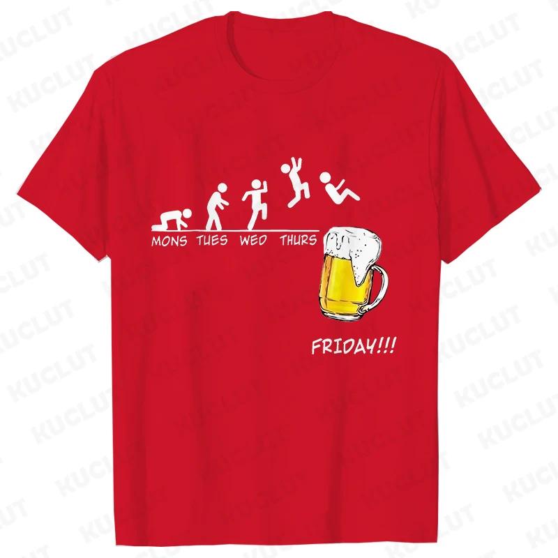 Funny T-Shirts for Men Drinking Lover Y2k Tops Oversized Clothing Short Sleeve Friends Friday Beer Day Weekend Party Streetwear