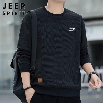 JEEP SPIRIT Herren Waffelstrick Langarm Pullover T-Shirt
