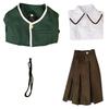Danganronpa Chihiro Fujisaki Cosplay Kostým JK Uniforma Oblek Dlouhý Rukáv Hnědá Skládaná Sukně Set Dámský Halloweenský Kostým Outfit