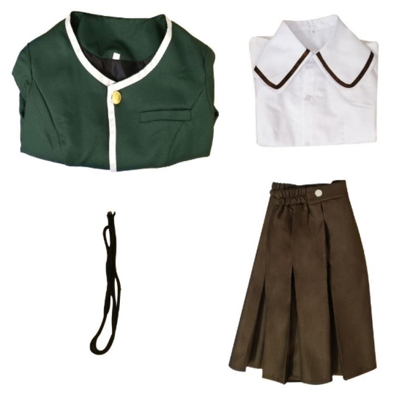Danganronpa Chihiro Fujisaki Cosplay Kostým JK Uniforma Oblek Dlouhý Rukáv Hnědá Skládaná Sukně Set Dámský Halloweenský Kostým Outfit