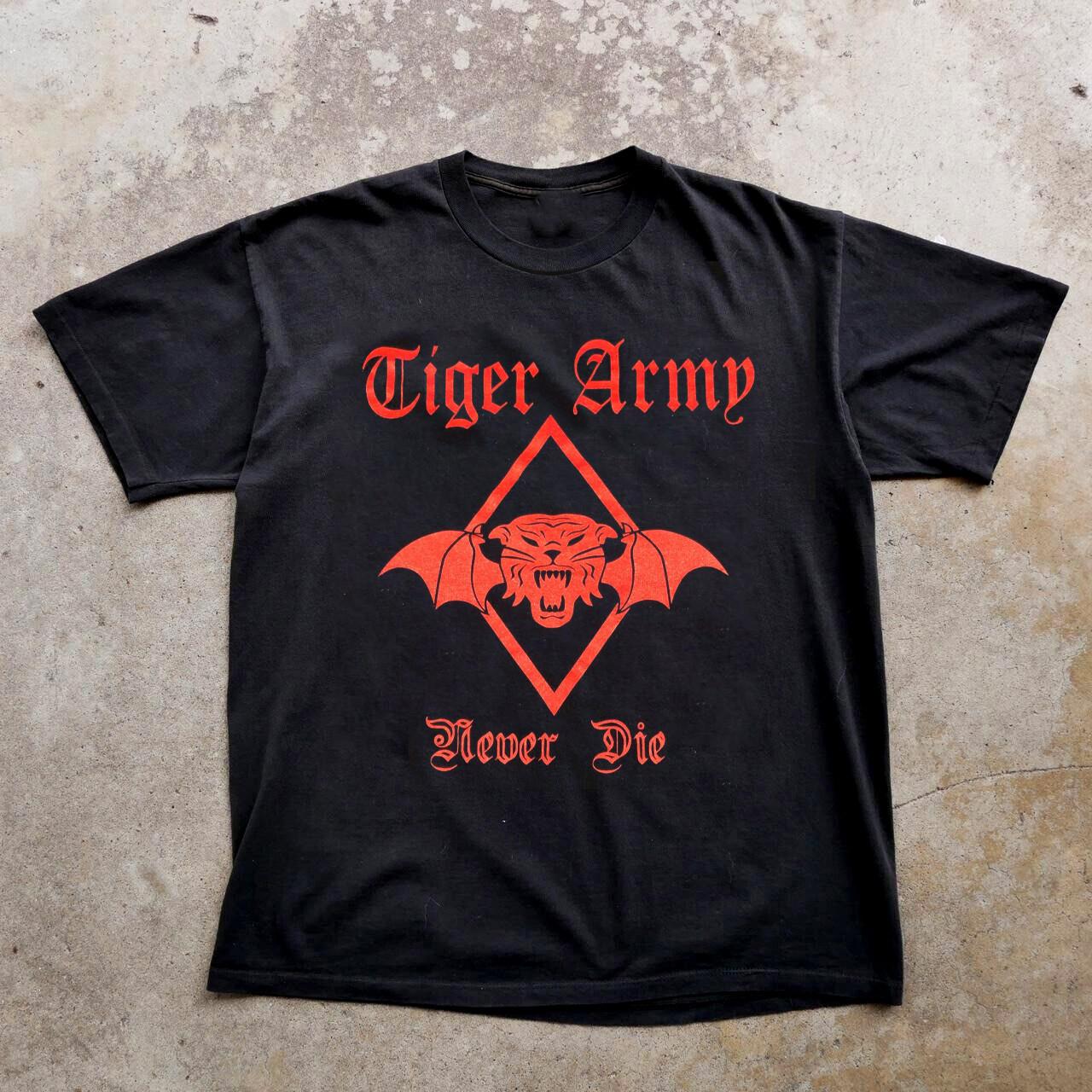 Tiger Army - Vintage 90s - Never Die 1999 Black All Size Shirt XXXL