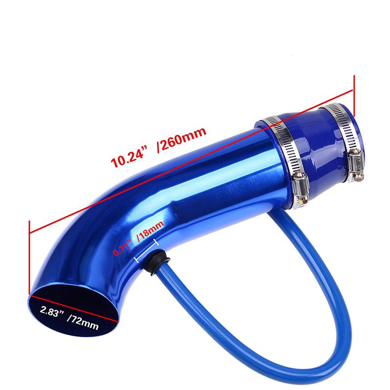 3" 76mm Air Intake Pipe Aluminum Cold Air Inlet Duct Tube Kit With Rubber Hose for Connect Filter High Air