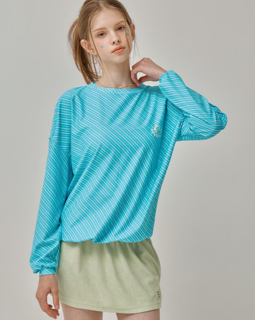 VIKINI VENDER Diagonal Stripe Loose Fit Rash Guard - Mint