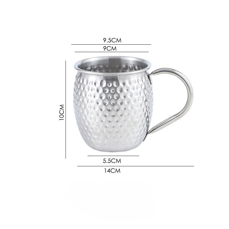 

304 Stainless Steel Mug Retro Style Beverage Beer Cup with Handle Hammer Pattern Cup Tea Water Cup 510-530ml серебряный
