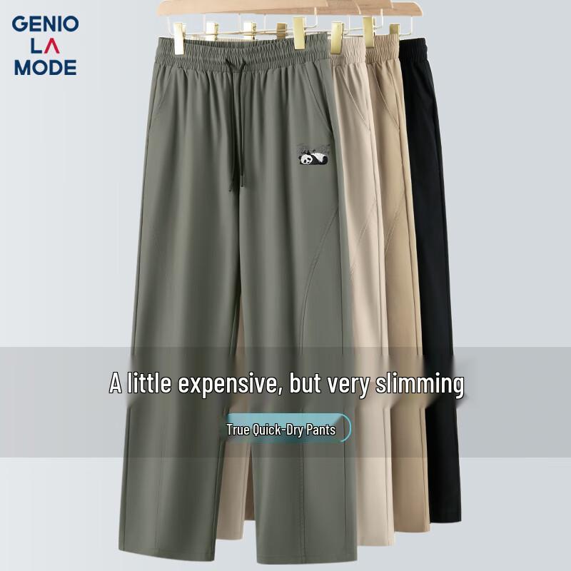 

GENIOLAMODE Men s Summer Quick-Dry Casual Straight-Leg Pants M
