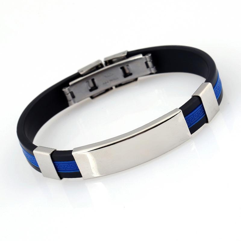 Korean Style Titanium Steel Men's Silicone Bracelet - Trendy Stainless Steel Bangle Jewelry