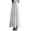 Ice Silk Off-White Pleated Culottes: Women's High-Waisted A-Line Midi Skirt