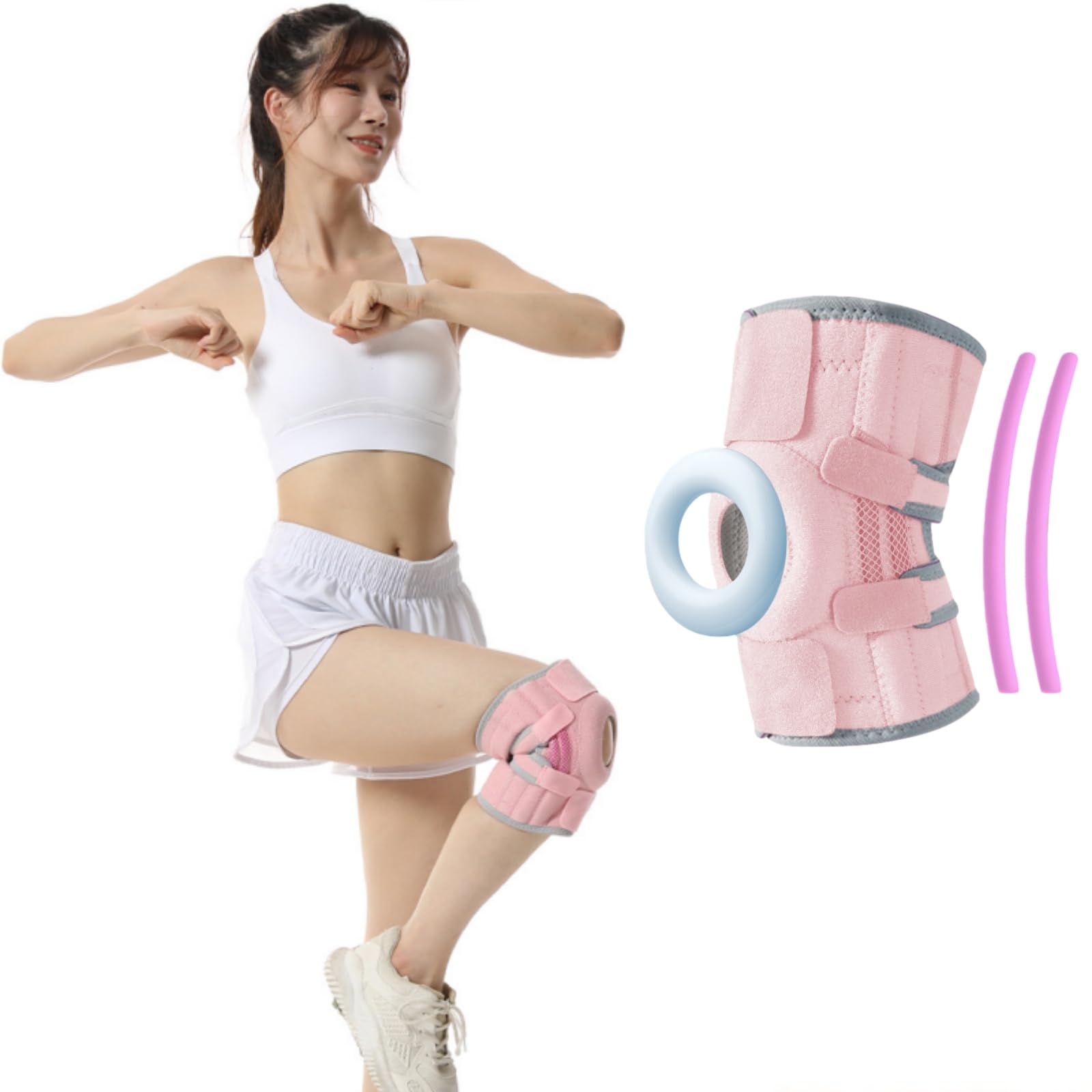 SHINIQLORA Knee Meniscus Sports Knee Joint Secure Easy Suitable for Everyday 1 Piece Support, Support, Pads, Support, Support, On/Off, Activities, розовый