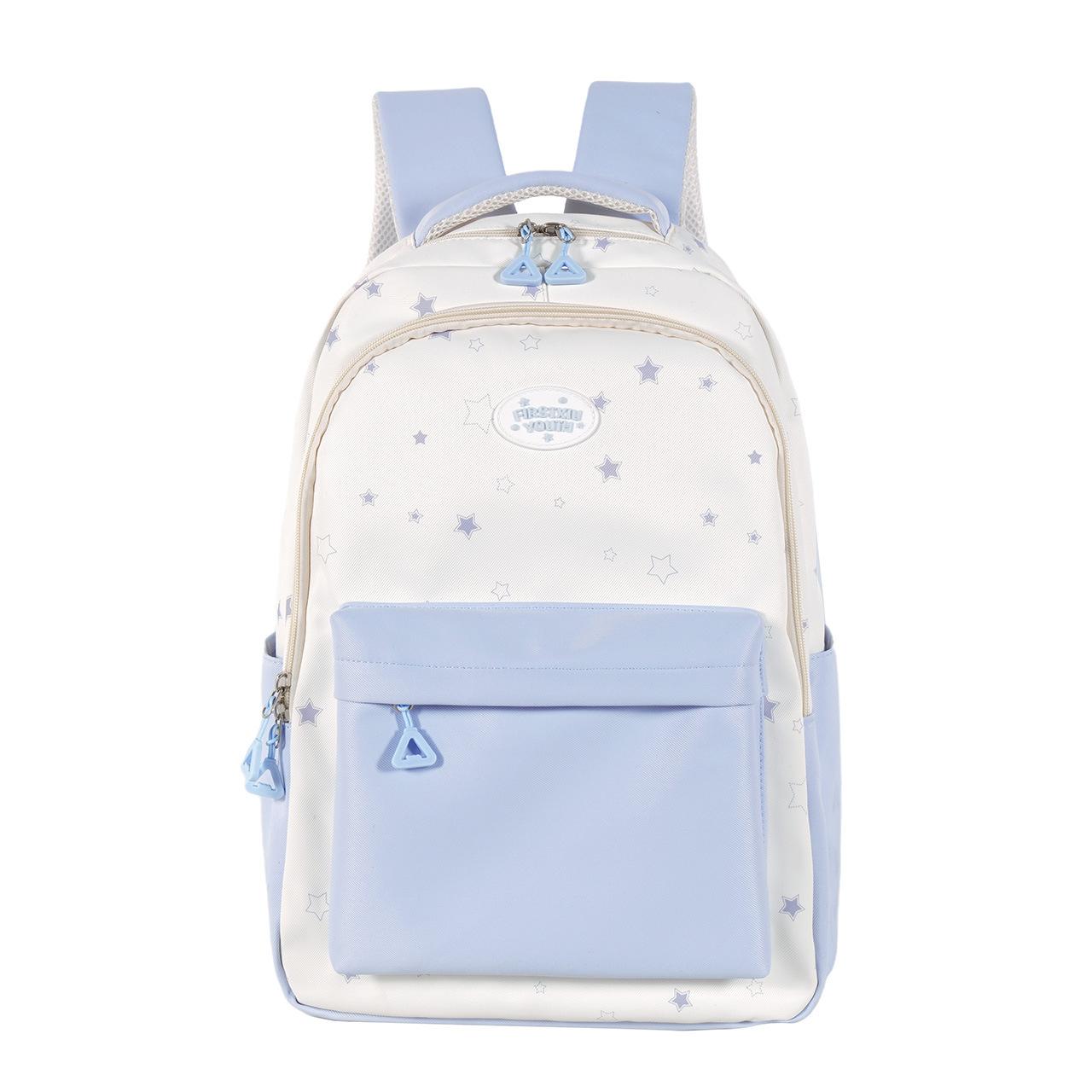 

Color Block Women s Cartoon Backpack Student Large Capacity Schoolbag синій