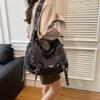 Retro Embroidered Lazy Wind High-capacity Bag  Water Washable  Old Rivet Hottie Crossbody Shoulder Bags