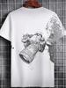 Men's White Camera-Themed T-Shirt Suitable for Photography Enthusiasts, Lightweight Breathable Crew Neck Tee with Camera Print, Casual Gift for