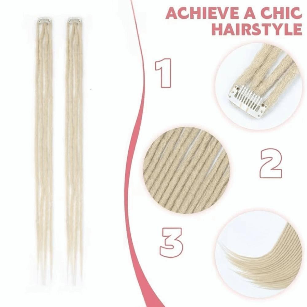 2Pcs Ombre Synthetic Hair with Hair Clip Hippie Dreads Hairpiece for Hip Hop and Music Festivals