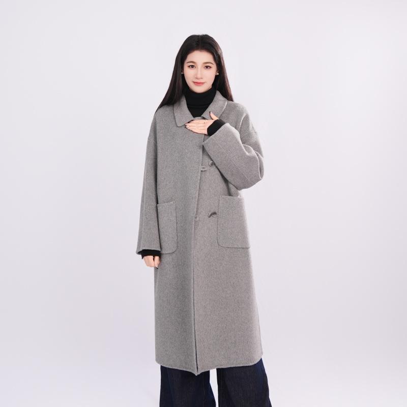 Wear an Atmospheric Woolen Coat Autumn and Winter New Popular Double-sided Long Coat 412