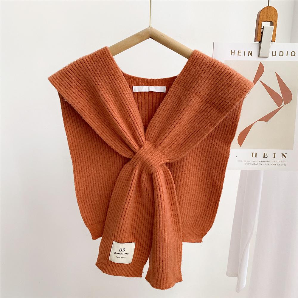Solid Color Cross Shawl Women's Spring Autumn Shoulder Knit Wool Decorative Scarf