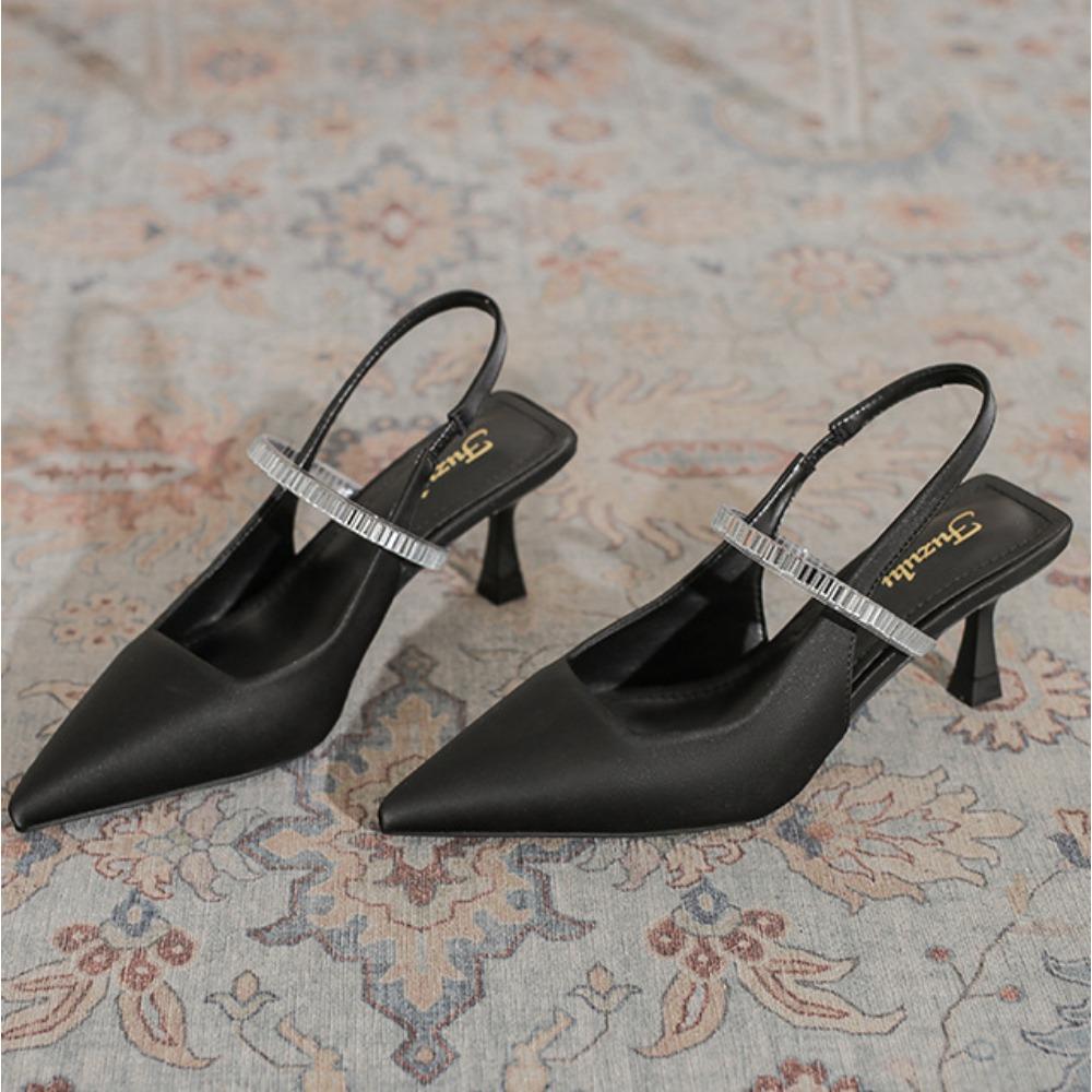 Fashion Sharp Pointed Slim Heeled High Heels Women 2025 New Summer French Rhinestone Back Air Sandals Womens Shoes sandals ladies shoes