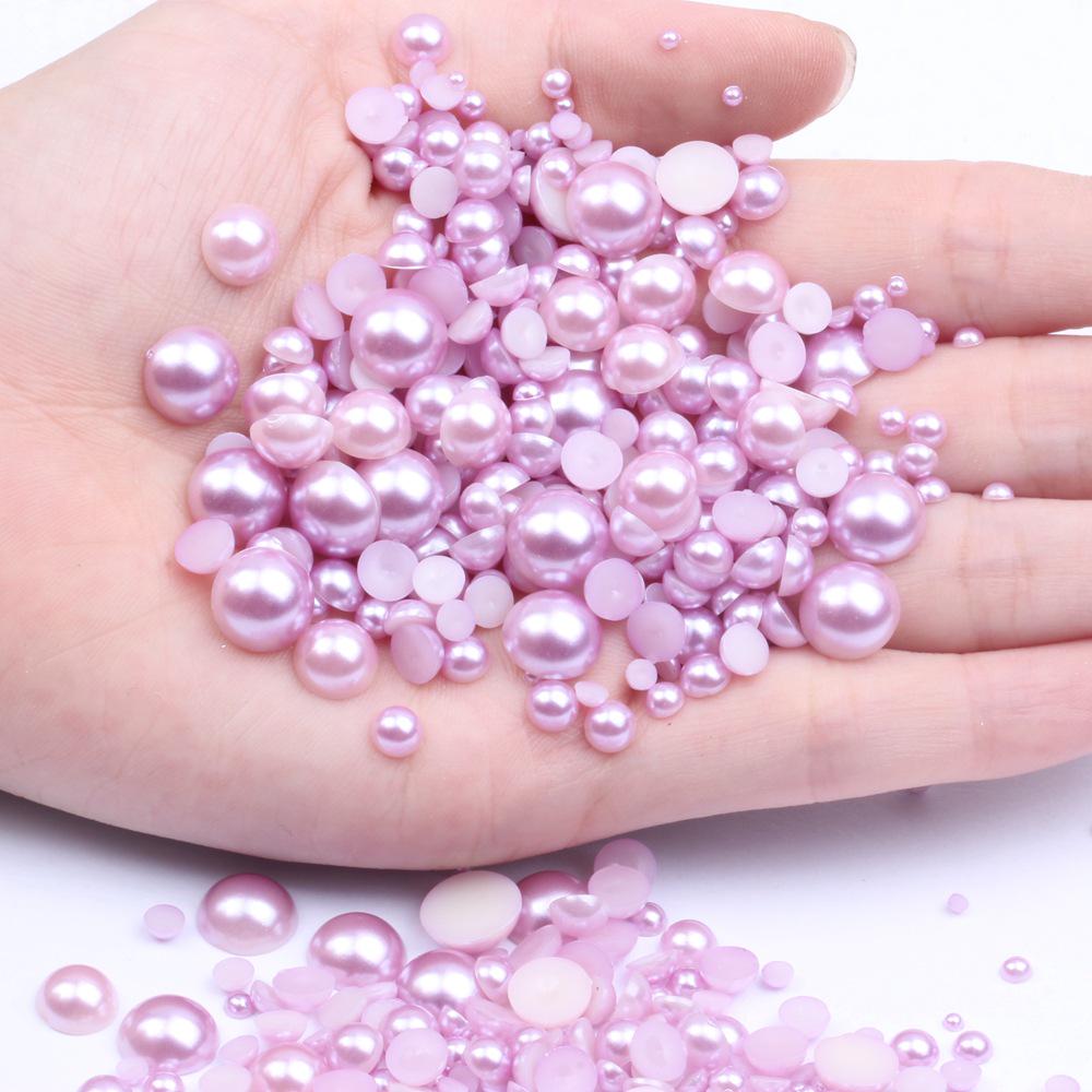 Colorful Flat-Bottomed Semi-Round ABS Imitation Pearls, 2-10mm, Mixed Sizes, 1000 Pieces for DIY Jewelry