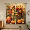 Stück Set Hochauflösende Digital Gedruckte VorhängeHerbstbuntÖlgemäldeStilKürbisBlumeKorbHeimDekorationsstilVorhang Hergestellt Aus Polyester