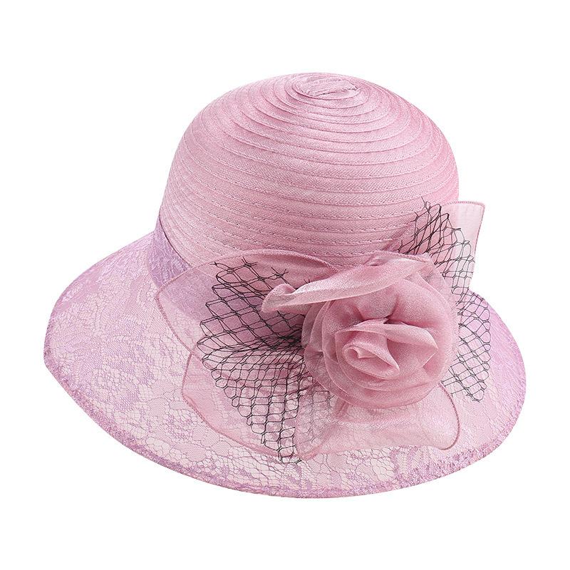 New Eugen yarn mesh yarn hat women's summer lace flower sunshade basin hat for the elderly outdoor sunscreen mother hat